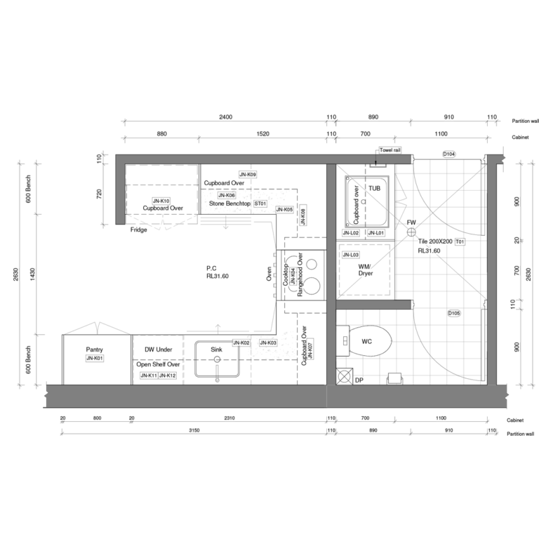 Kitchen & Laundry Floor Plan Example